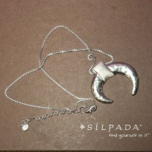 Silpada Silver Crescent Moon/Horn Pendant Necklace